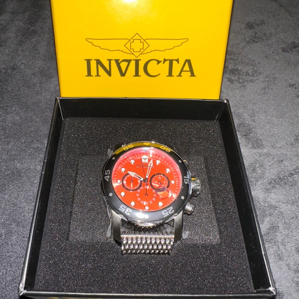 Invicta Red and Silver Chronograph Watch